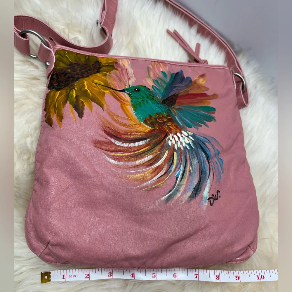 Hand Painted  Vegan leather Crossbody Bag Unbranded - Picture 11 of 13